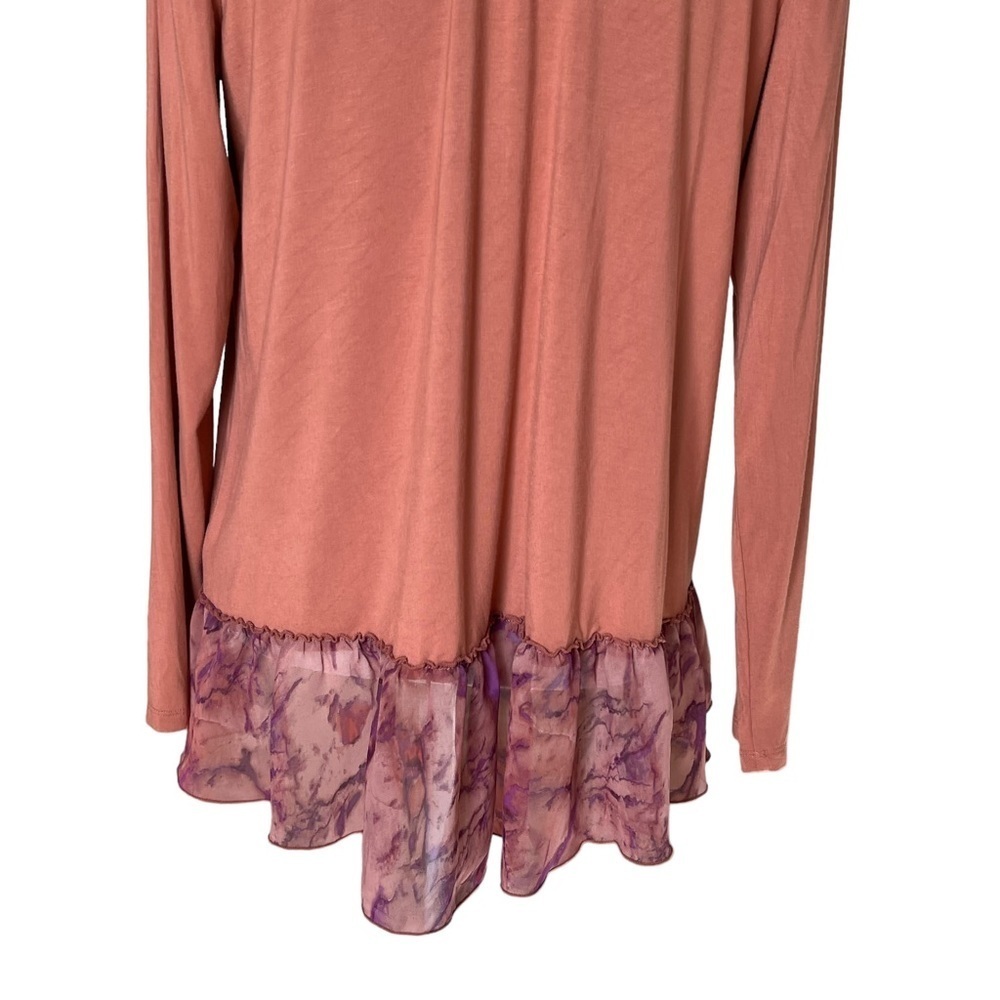 LOGO by Lori Goldstein Women’s Open Front Ruffle Cardigan Size S Chiffon - Picture 5 of 9